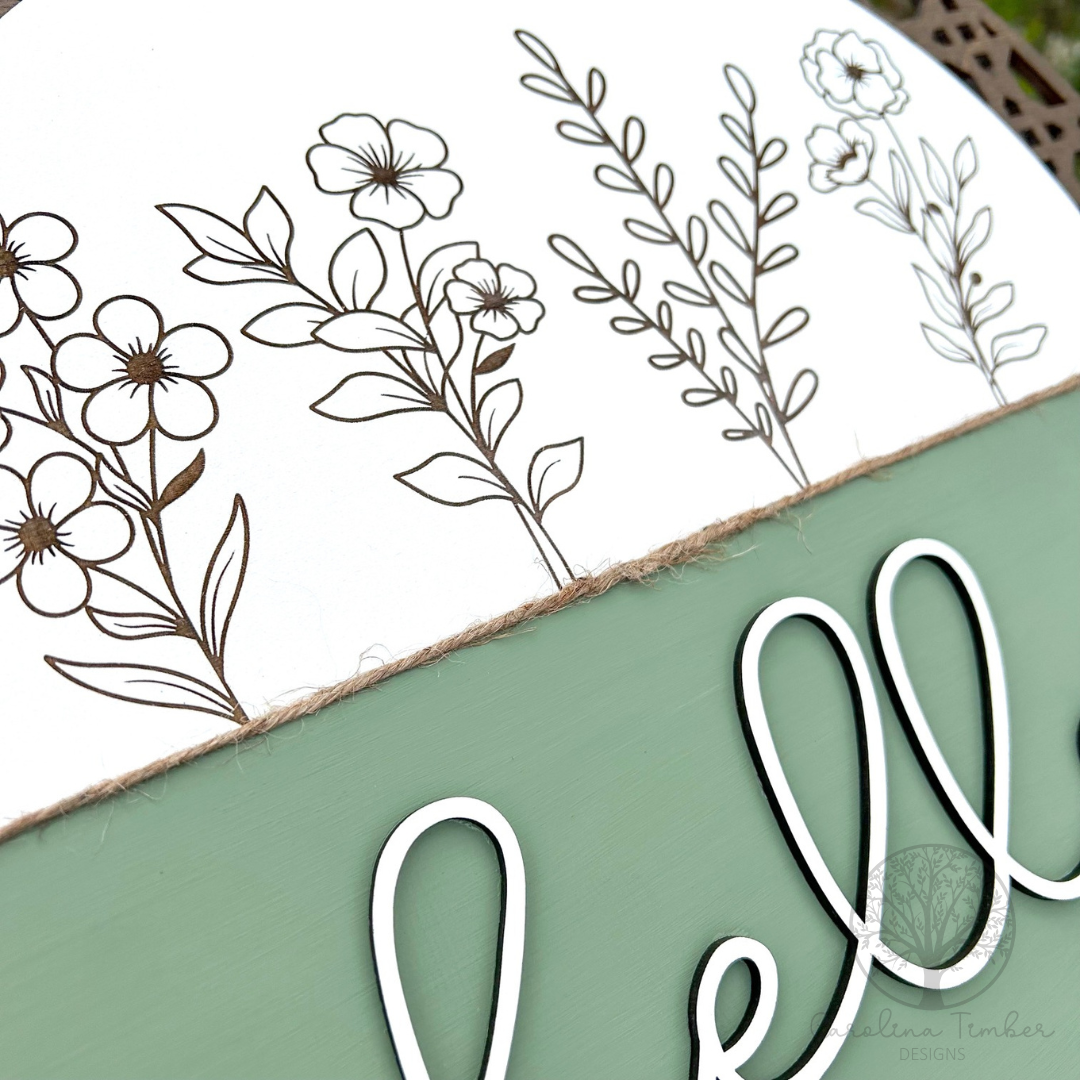 Hello Floral Door Hanger