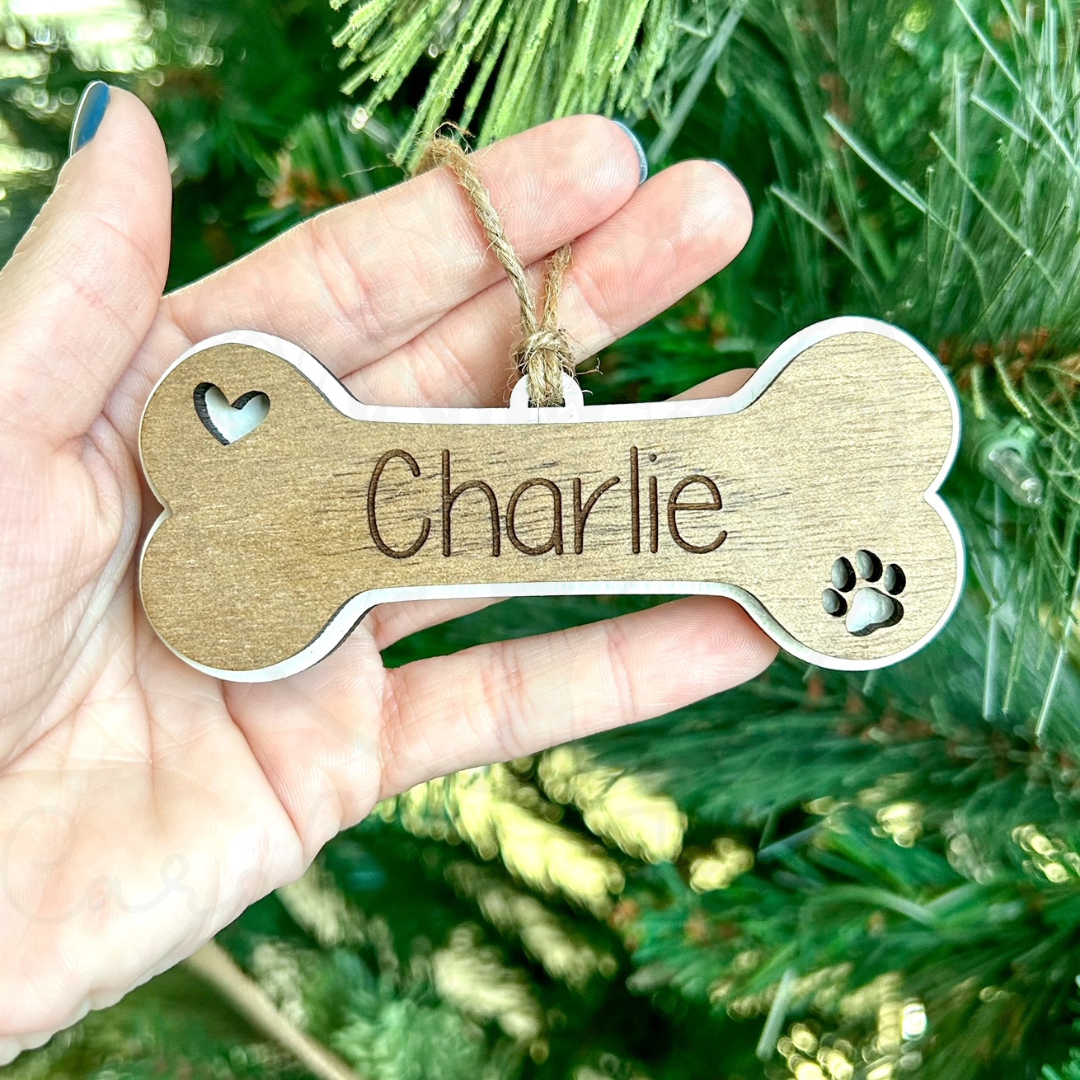 3D Engraved Personalized Dog Bone Ornament