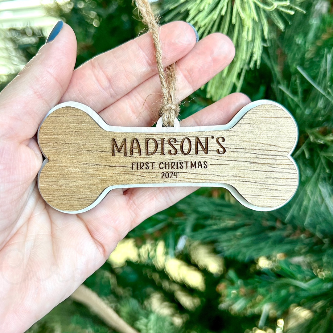 3D Engraved Personalized Dog Bone Ornament